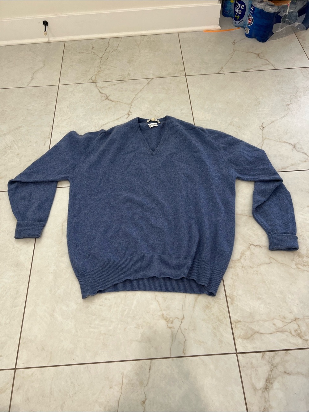 Orvis Blue Cashmere V-Neck Sweater Size XL